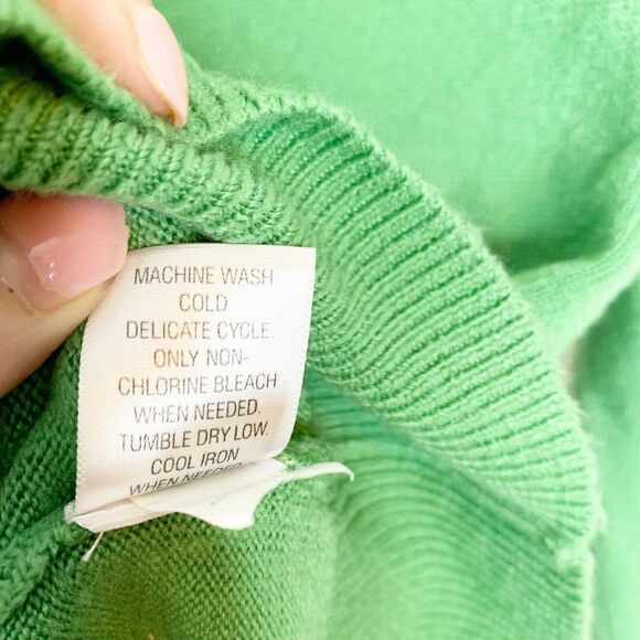 Croft Barrow Pullover Sweater Green Knit V-Neck - Picture 6 of 8